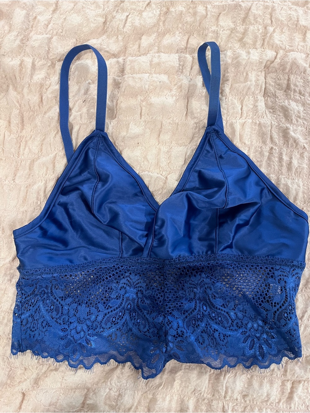Lace-Trim Bralette in Cobalt Blue